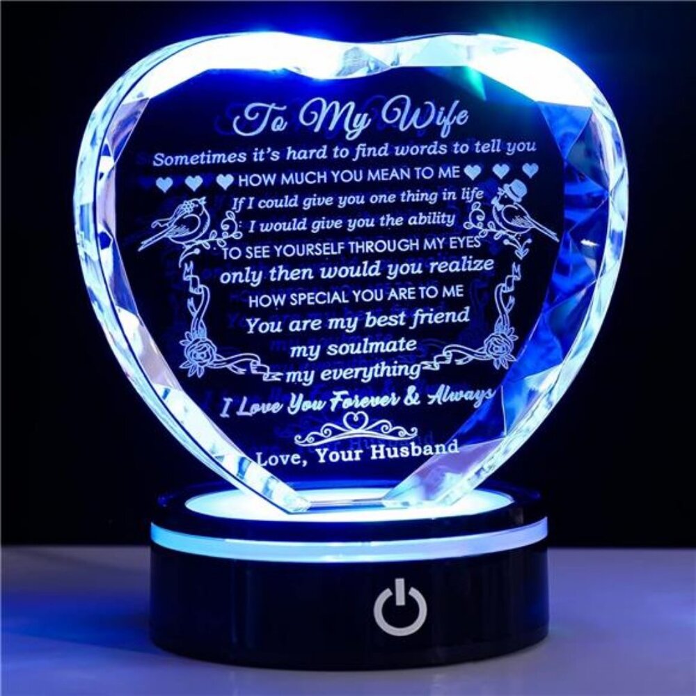 YWHL Gifts for Wife with Colorful LED Base I Love You Gifts for Her from